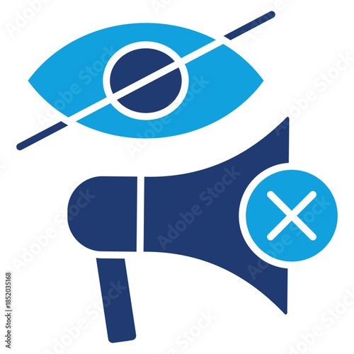 Sensorship Flat Blue Icon Vector Illustration