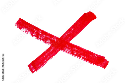 Fotografia Hand drawn red x sign on transparent background
