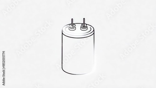 Simple Line Drawing of Electronic Capacitor Component.