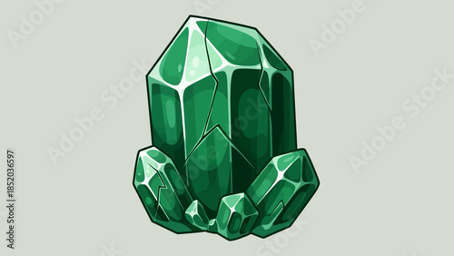 Illustration of a Cluster of Green Emerald Crystals.