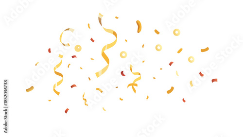 Gold confetti celebration.Gold confetti falling festive decoration for birthday party celebration. vector icon
