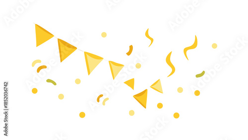 Gold confetti celebration.Gold confetti falling festive decoration for birthday party celebration. vector icon
