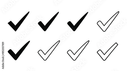 Collection of black and outline check marks displayed in a grid pattern