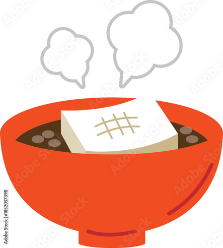 お椀に入ったおしるこのイラスト