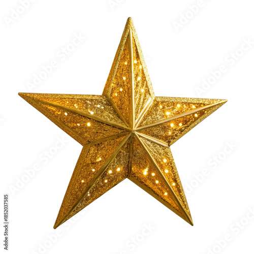 Golden Star Isolated on White Background

