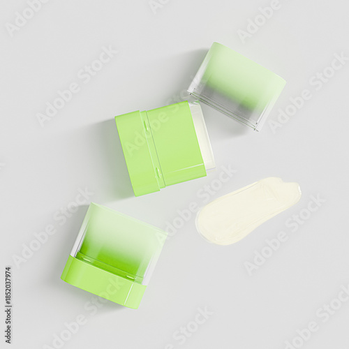 Elegant makeup Foundation Stick packaging mockup, Rotating Solid cosmetic cream container, mini size oval shape twist up cosmetic packaging, green plastic push up skincare Stick Tubes