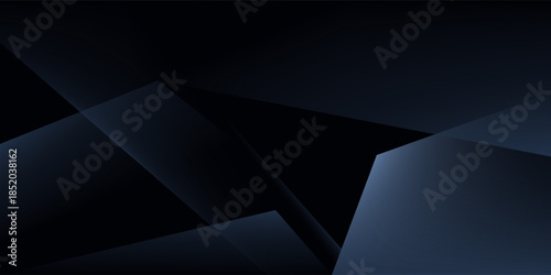 Modern black dark blue white abstract background. Minimal. Color gradient. Web banner. Geometric shape. 3d effect. Lines stripes triangles. Design. Futuristic. Metal metallic effect. Luxury. Premium.