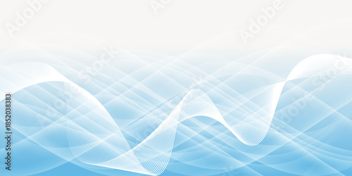 Abstract white wavy glowing lines on a blue background. Futuristic digital high-technology pattern. Health Care concept. Vector illustration