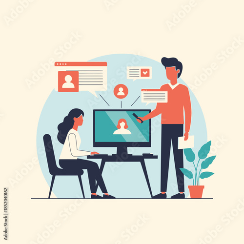 Virtual Meeting Collaboration and Remote Team Presentation