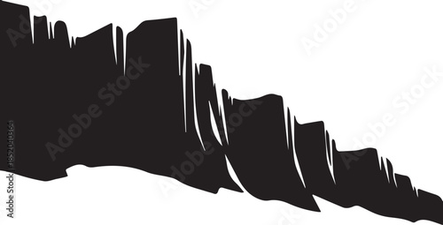  Illustration Mountain range rock formation abstract black silhouette vector