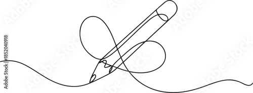 Pencil vector illustration with continuous.one line  vector illustration  with out background