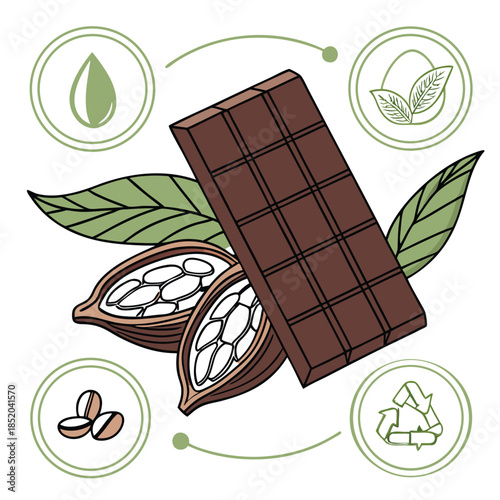 set of autumn leaves and fruits