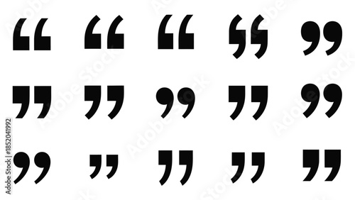 Arrangement of black quotation marks on a plain white background