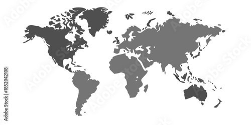 A grayscale depiction of the world map showing continents and oceans
