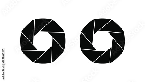 Two black aperture symbols displayed against a plain white background