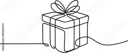 Gift box.one line  vector illustration  with out background