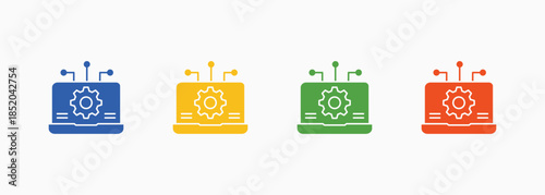 Information Technology Icon Set Color Multiple Style Collection Element For Design