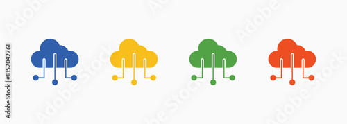 Cloud Computing Icon Set Color Multiple Style Collection Element For Design