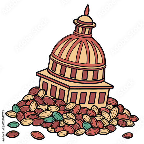 vector illustration of a house with a lot of fruits