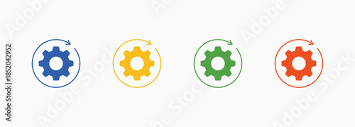 Process Icon Set Color Multiple Style Collection Element For Design