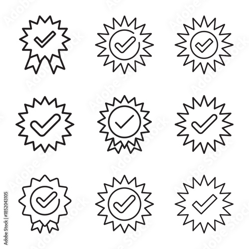 Approved and verified badges collection for quality assurance and certification