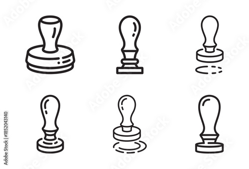 Collection of rubber stamp icons with different designs