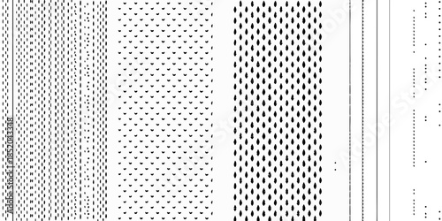 Abstract black and white pattern featuring varying densities of dots and lines