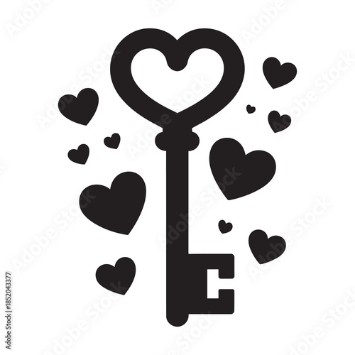 Key to my heart symbol with surrounding hearts