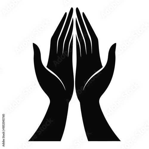 Hands on the black background