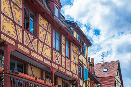 Colmar, Alsace, France: Streets with traditional medieval Alsatian buildings. First mentioned by Charlemagne in 884. The city is renowned for its well-preserved old town.