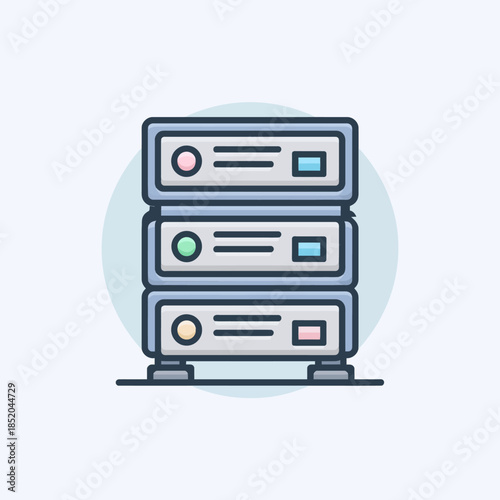 Data server rack icon illustration for technology and network concepts