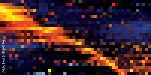 Abstract Pixelated Fire and Smoke Pattern.