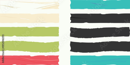 Abstract arrangement of colorful rectangular blocks and textured stripes