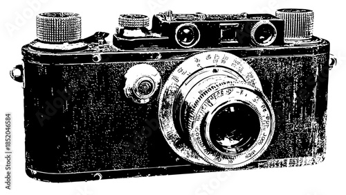 Vintage camera illustration detailed monochrome image for creative projects