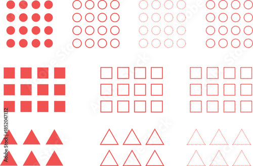 Geometric shapes isolated on transparent background for educational purposes and design