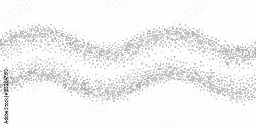 Abstract wavy pattern composed of numerous tiny gray dots on a white background