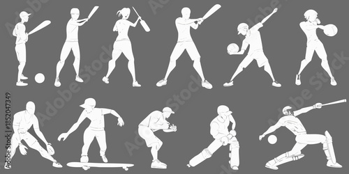 A baseball swing sequence illustrated in white silhouettes on a dark background