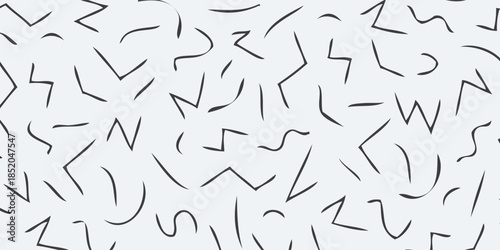 Abstract Pattern of Hand-Drawn Black Lines on White Background.