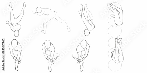 Dynamic figure drawing sketches showcasing human movement and various poses