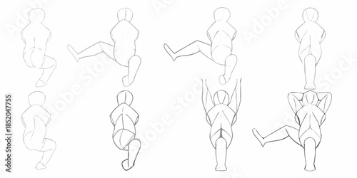 Dynamic human figure poses sketching references for movement and anatomy study