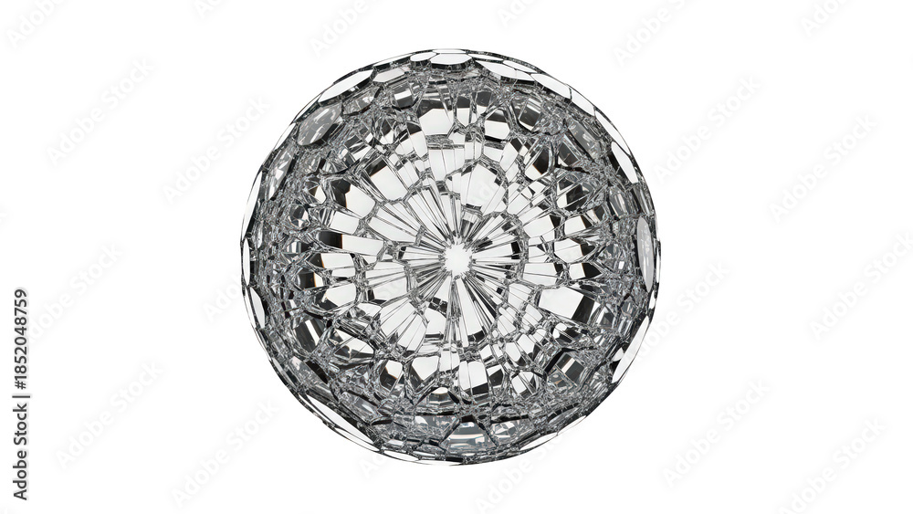 Fototapeta premium Shiny crystal sphere with geometric facets and reflective surfaces