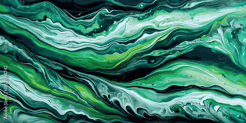 Abstract green marble fluid art vector texture with flowing organic waves inspired by natural stone and modern artistic design