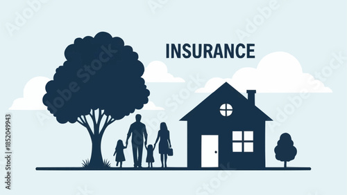 Family Home Insurance Protection Concept.
