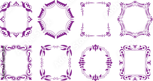 Purple decorative frames with intricate floral and geometric patterns