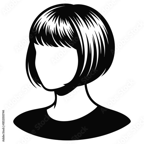Minimalist Chic Woman with Black Bob Haircut, Contemporary Flat Vector Illustration, Modern Fashion Style Isolated on White