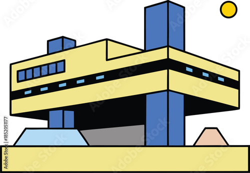 Heavy line brutalist vector with architectural balance