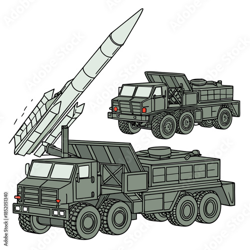 Military vehicles with missile launcher system technology