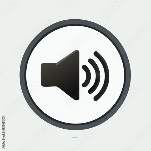 Speaker icon on a metallic internet button with sound waves and audio signal design