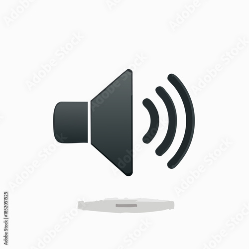 Vector illustration of a 3d metal internet button featuring a speaker icon symbol for audio volume and wireless communication technology