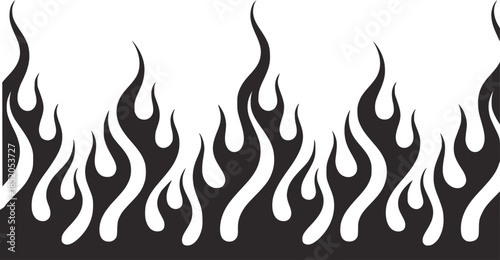 Black and white decorative flame border pattern flames